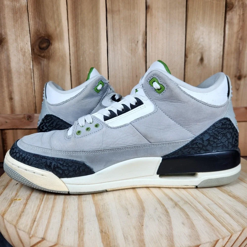 Nike‎ Air Jordan 3 Retro Chlorophyll Shoes Mens 11 Gray Sneakers 136064-006